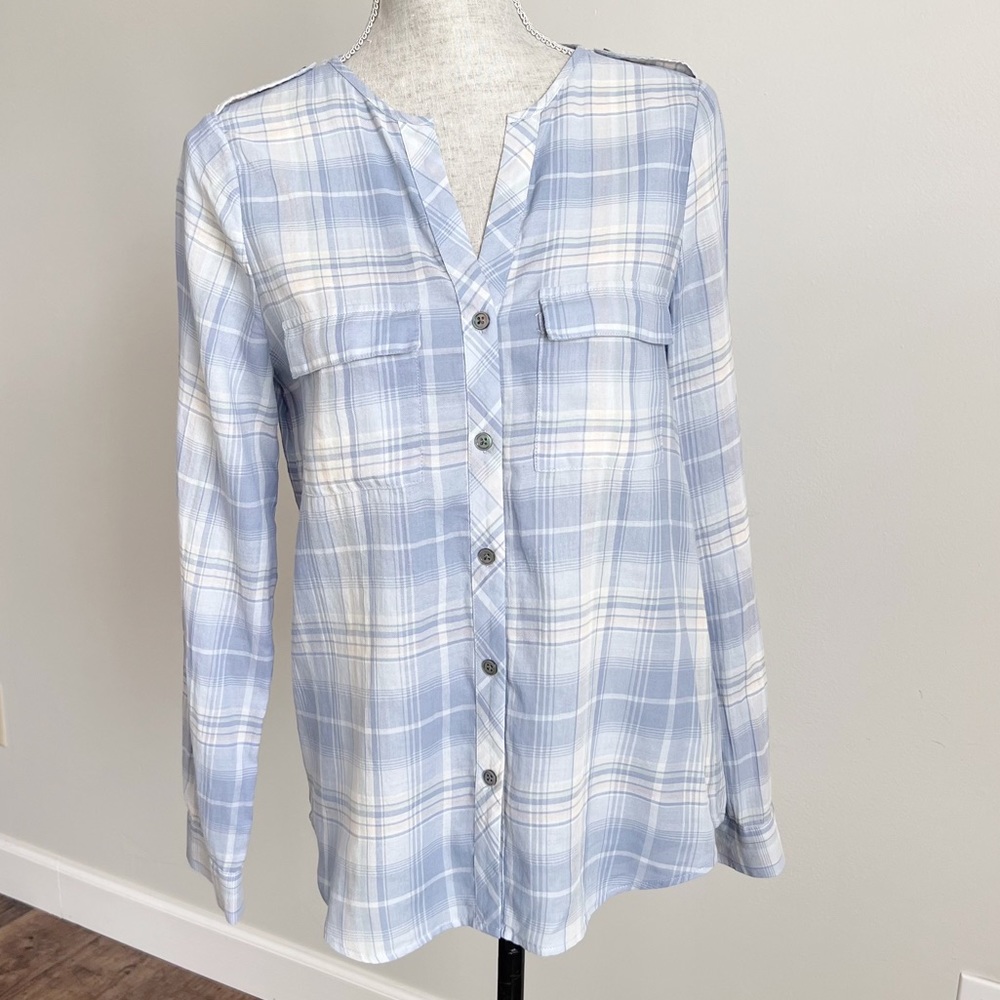 Joie Blouse Acaelle Plaid Button Down Cotton Top XS - Picture 3 of 17